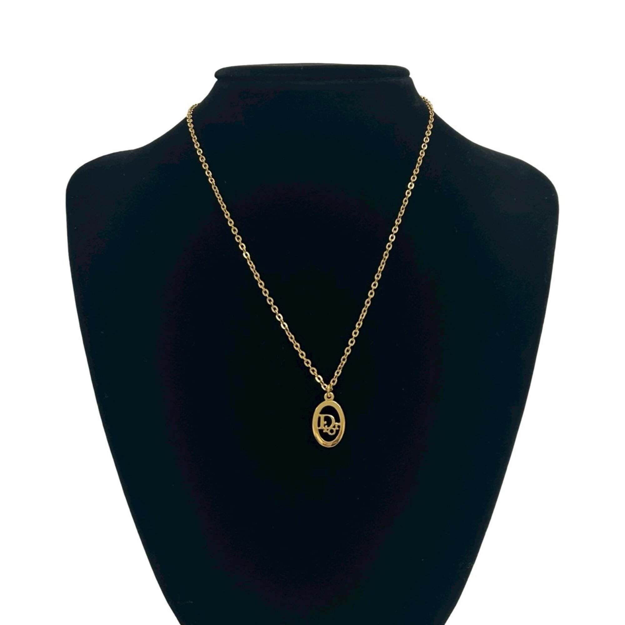 Christian Dior Logo Motif Gp Chain Necklace Pendant Gold 93021 417$